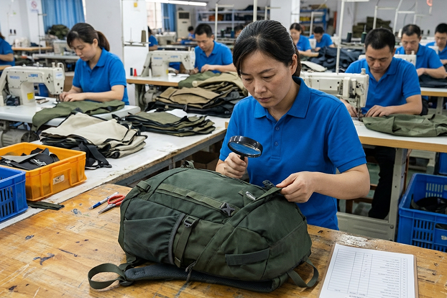bag factory China quality inspection and packing process for OEM bag manufacturer