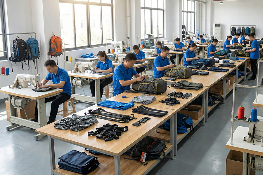 bag production line at custom bag manufacturer factory