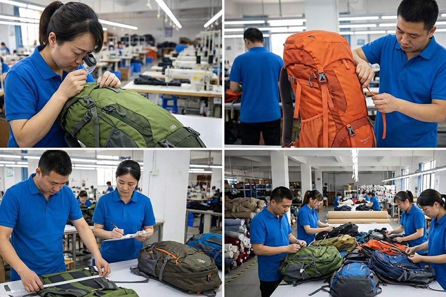 quality control inspection at bag manufacturing factory