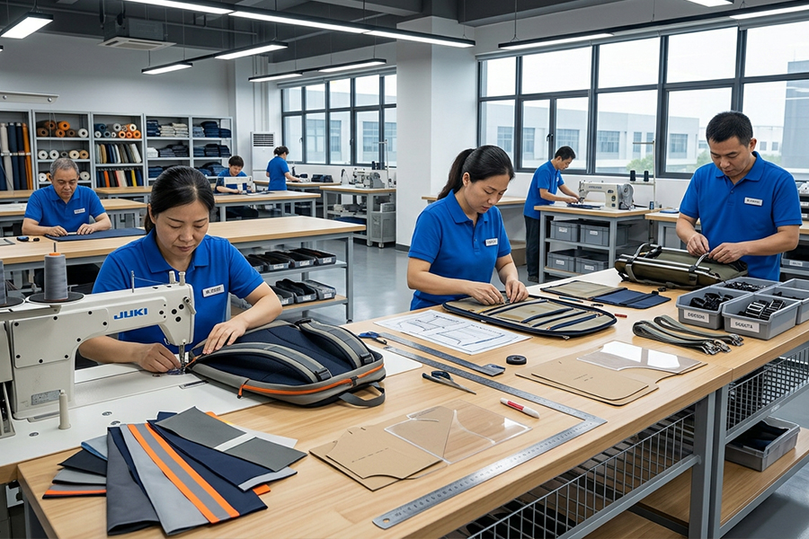 quality inspection process for custom bags in manufacturing factory