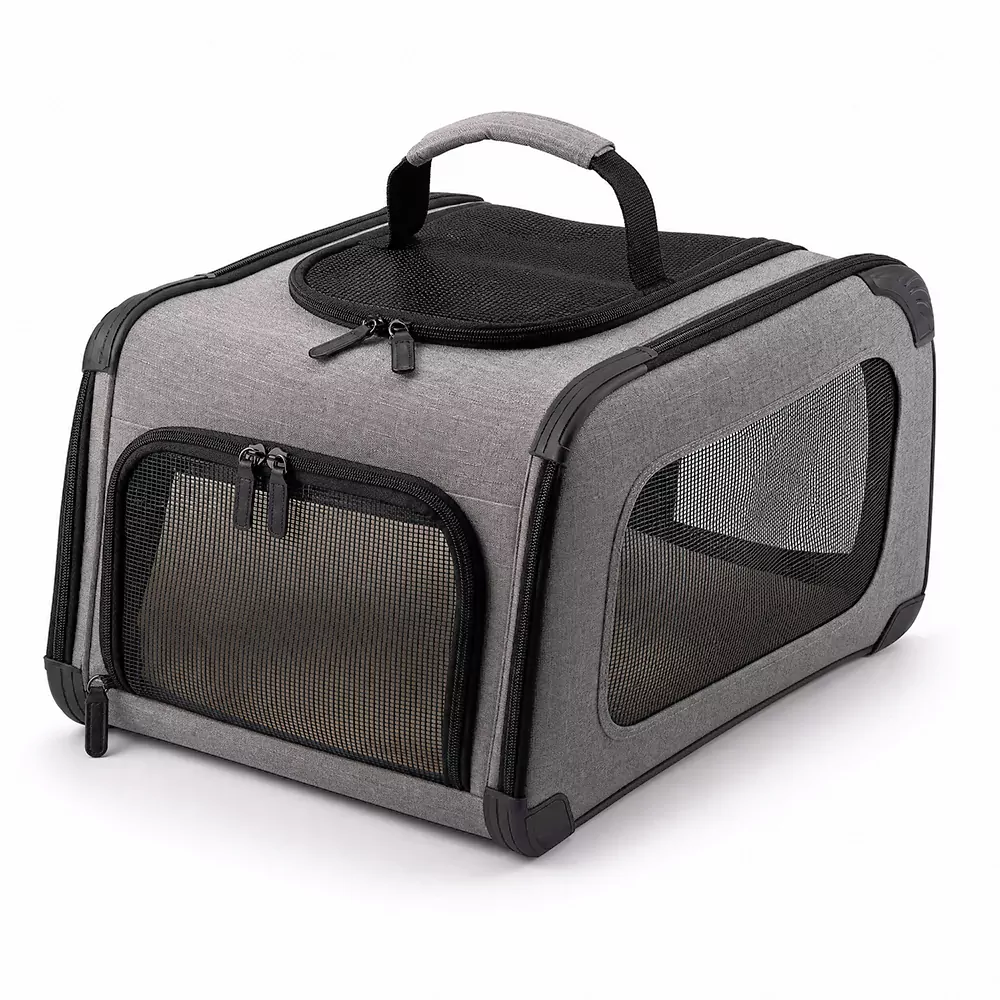 Airline approved pet travel carrier with secure locking and ventilation