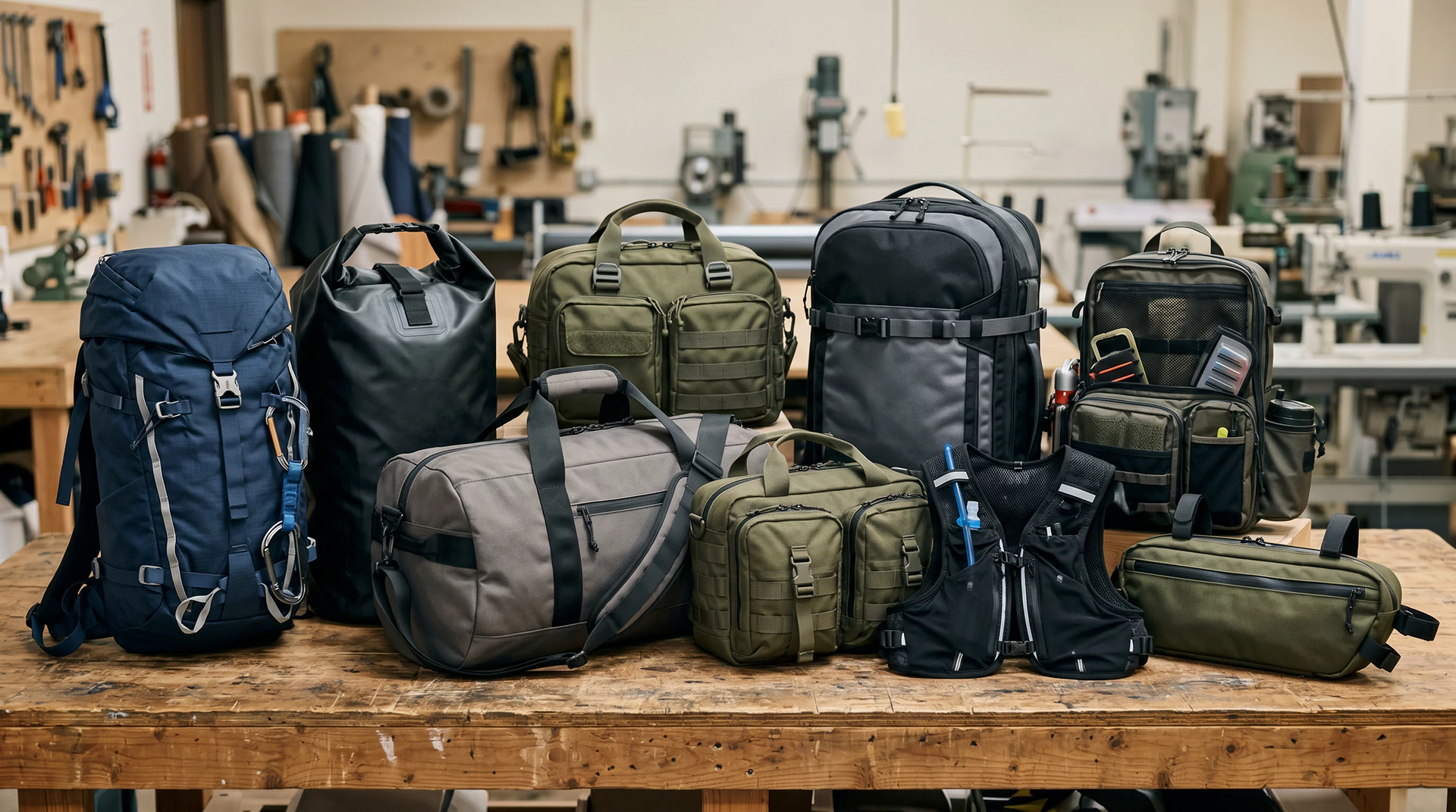 Custom outdoor sports bags OEM manufacturing for running hydration cycling climbing dry bags ski fishing field utility and duffel projects