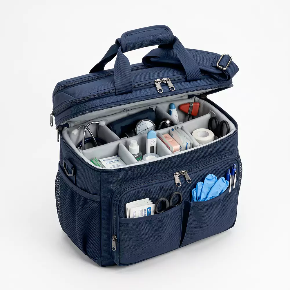 Home nursing bag with multiple compartments and easy cleaning surface