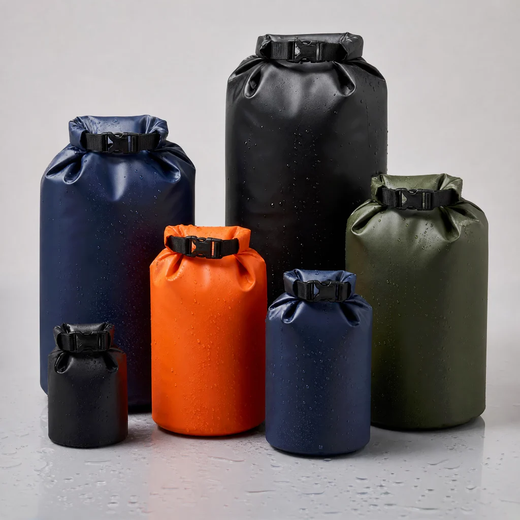 Waterproof dry bags with roll top closure coated fabric and OEM customization