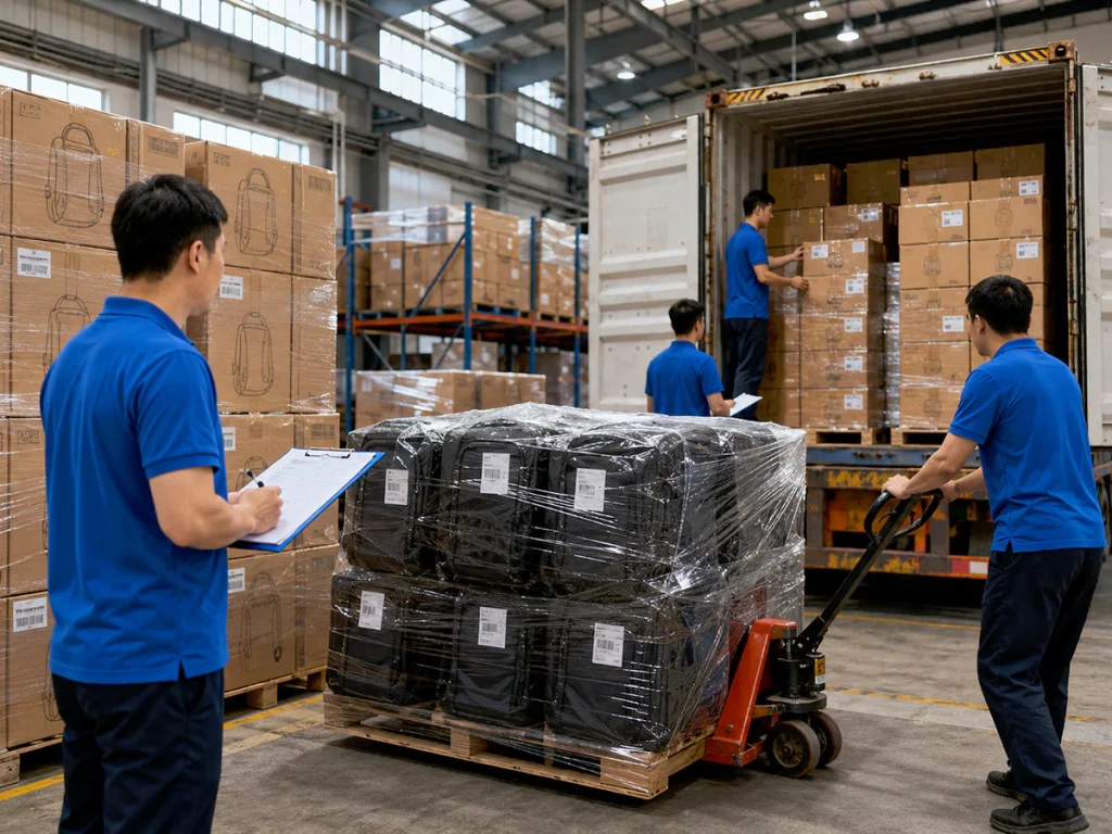 Logistics and shipping preparation for OEM backpack orders