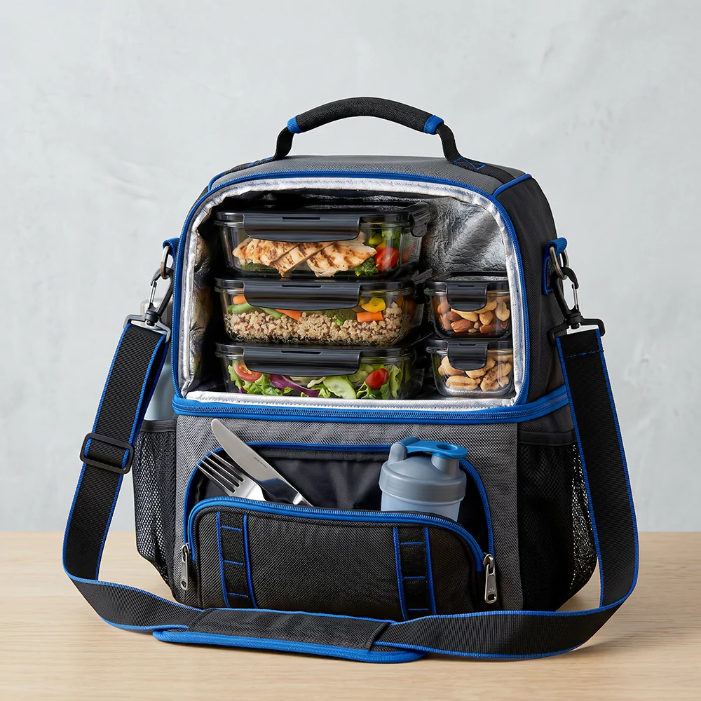 Insulated meal prep bags with multi compartment structure and OEM customization