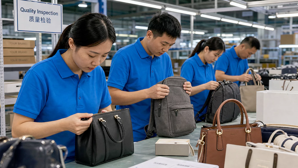 Quality inspection and branded packaging for private label bags