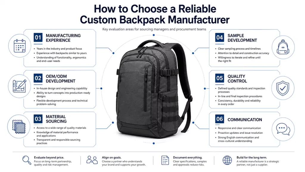 Checklist for evaluating a reliable custom backpack manufacturer