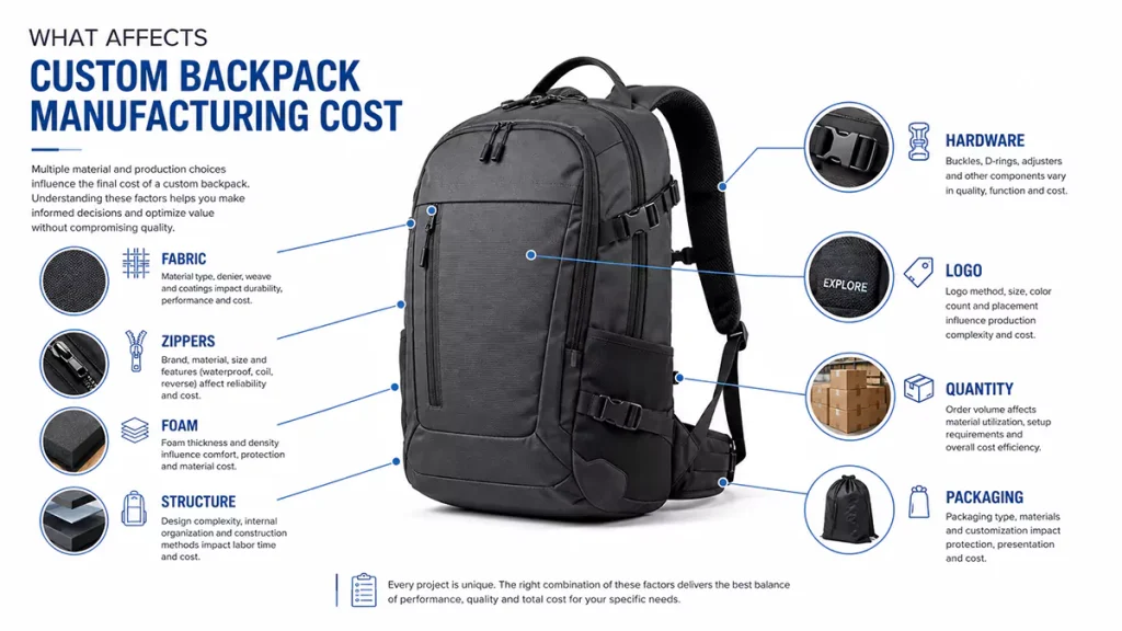 Factors affecting custom backpack manufacturing cost